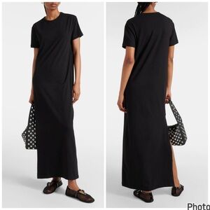 The Frankie Shop Maya Stretch Cotton Maxi T-Shirt Dress Black Medium
